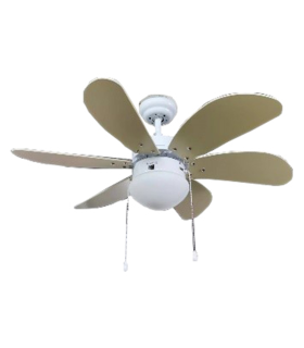 VENTILADOR DE TECHO 45W AC MADERA Y BLANCO ØASPAS 90CM CON CONTROL REMOTO