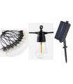 GUIRNALDA SOLAR + USB 5 METROS + 3 METROS DE CABLE PLACA SOLAR 10 LAMPARAS 1800K EFECTO LLAMA