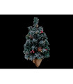 ARBOL DE NAVIDAD DECORACION PIÑAS BOLITAS ROJAS Y NIEVE 20 LEDS 0,30W 2700K 2x1,5V IP20 alto 60cm ancho 36cm baterias 2xAA inclu