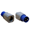 ADAPTADOR INDUSTRIAL DOMESTICO 2 POLOS + TOMA TIERRA TIPO SCHUKO DOMESTICO 16A. AZUL