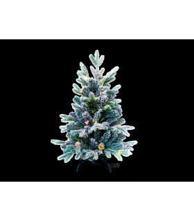 ARBOL DE NAVIDAD DECORACION PIÑAS BOLITAS ROJAS Y NIEVE 45 LEDS 1,02W 2700K 3x1,5V IP20 alto 90cm ancho 64cm baterias 3xAAA incl
