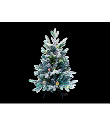 ARBOL DE NAVIDAD DECORACION PIÑAS BOLITAS ROJAS Y NIEVE 45 LEDS 1,02W 2700K 3x1,5V IP20 alto 90cm ancho 64cm baterias 3xAAA incl