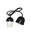 CONJUNTO PORTALÁMPARAS CABLE FLORÓN CON ROSCA  E27 1M NEGRO