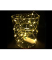 HILO LUMINOSO 2 METROS 20LEDS BLANCO FRIO CON BATERIAS 2XCR2032  FUNCION FLASH CON MANDO CABLE PLATA 1,2W 6V IP20