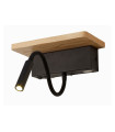 APLIQUE DE LED PARED MADERA 5W+3W+USB