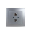 TOMA TFNO 2 X RJ11  PLATA EMPOTRAR SERIE 8000