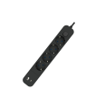 BASE MULTIPLE 4 TOMAS CON INTERRUPTOR 1.5 METROS + 2USB A+C NEGRA