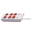 BASE MULTIPLE 6 TOMAS CON INTERRUPTOR 1.5 METROS 4 USB ( 2A + 2C )