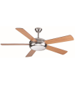 VENTILADOR DE TECHO 85W 2XE27 PLATA CON ASPAS DE MADERA  85W AC