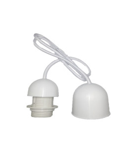 CONJUNTO PORTALÁMPARAS CABLE FLORÓN CON ROSCA  E27 1M BLANCO