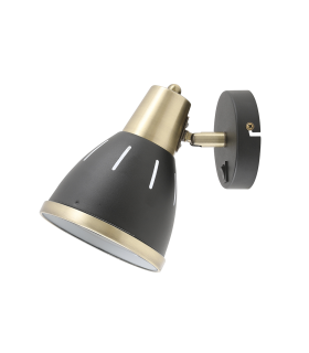 APLIQUE LED PARED E27 NEGRO + DORADO
