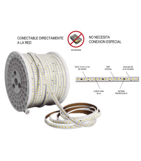 TIRA DE  LED FLEXIBLE PROFESIONAL IP65 11W/MT 3000K 230V 10x4MM 70LED/MT venta por metros