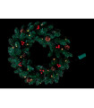 CORONA DE NAVIDAD DECORACION PIÑAS BOLITAS ROJAS 20 LEDS 0,30W 2700K 2x1,5V IP20 alto 60cm ancho 60cm baterias 2xAA