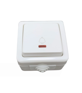 PULSADOR DE SUPERFICIE EXTERIOR IP54 CON INDICADOR LUMINOSO 10A 250V BLANCO