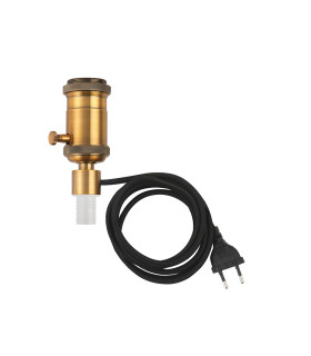 PORTALAMPARAS REGULADOR VINTAGE LATON ENVEJECIDO PARA BOTELLAS  E27 + CABLE 2X0.75  NEGRO 2 METROS