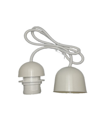 CONJUNTO PORTALÁMPARAS CABLE FLORÓN CON ROSCA  E27 1M MARFIL