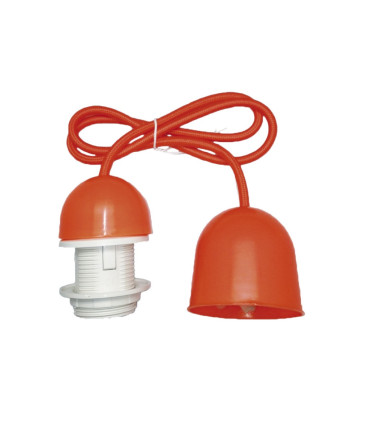 CONJUNTO PORTALÁMPARAS CABLE FLORÓN CON ROSCA  E27 1M NARANJA