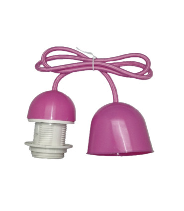 CONJUNTO PORTALÁMPARAS CABLE FLORÓN CON ROSCA  E27 1M ROSA