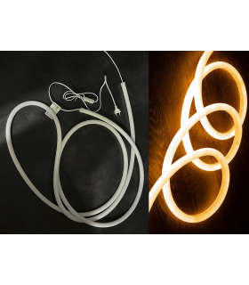 TIRA NEON LED IP67 REGULABLE 16W/MT 120LED/MT 3000K CORTE CADA 10CM 230V  ROLLO 5 METROS 1.8MTS CABLE INICIAL