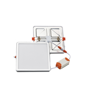 DOWNLIGHT REGULABLE  EMPOTRABLE 100x100MM 6W 6500K PLATA BRILLO CUADRADO CORTE AJUSTABLE