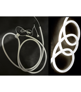 TIRA NEON LED IP67 REGULABLE 16W/MT 120LED/MT 6500K CORTE CADA 10CM 230V  ROLLO 5 METROS 1.8MTS CABLE INICIAL