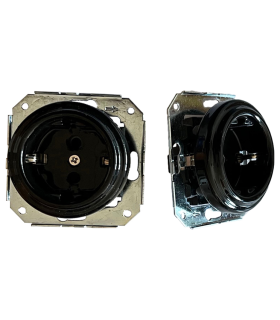 BASE EMPOTRAR PORCELANA  NEGRA 16A 250V SIN MARCO