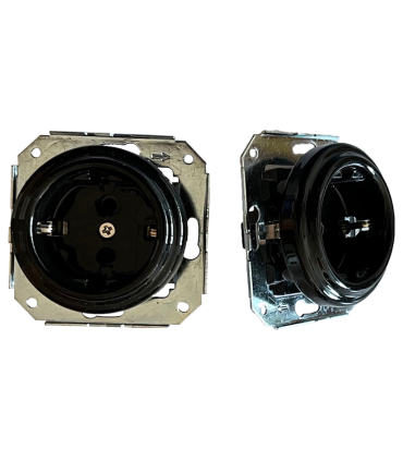 BASE EMPOTRAR PORCELANA  NEGRA 16A 250V SIN MARCO