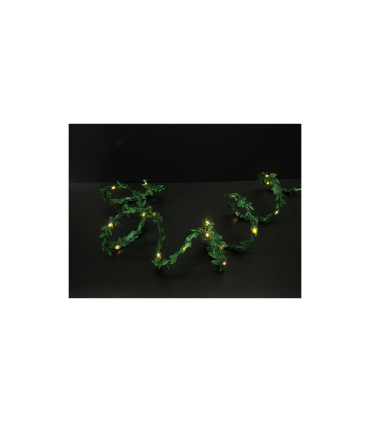 GUIRNALDA LUMINOSA HOJAS VERDES 1.9M 20 LEDS 1.2W 2700K BATERIAS  3XAA ( NO INCLUIDAS ) CON TEMPORIZADOR 6H/18H