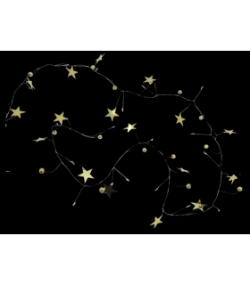 GUIRNALDA 1.5 METROS CON ESTRELLAS Y 20 LEDS CALIDOS CON BATERIAS 2 X AA