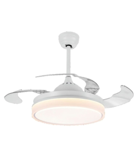 VENTILADOR DE TECHO ASPAS PLEGLABLES 65W AC  LED INTEGRADO 36W BLANCO CAMBIO DE TONO CON MEMORIA