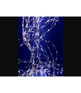 CASCADA 10 HILOS LUMINOSOS DE 20 LEDS BLANCO FRIO CABLE PLATA  uso exterior 1,2W 5V 2metros IP44