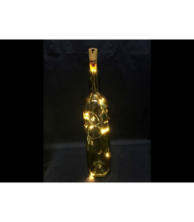 HILO LUMINOSO LED PARA BOTELLA CORCHO DE METAL 10 LEDS 1 METRO CABLE PLATA  baterias 1xAA 0,6W 2700K 4,5V botella no incluida
