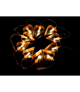 GUIRNALDA 10 LEDS CORAZONES DE COBRE CON BATERIA 3xAA(incluidas) 0,6W 4,5V 1,25METROS