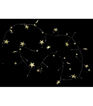 GUIRNALDA 1.5 METROS CON ESTRELLAS Y 20 LEDS CALIDOS CON BATERIAS 2 X AA