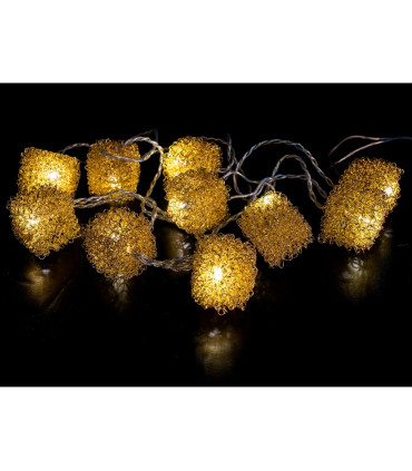 GUIRNALDA 10 LED CUADRADO ORO 0,6W 24V IP20 5,35METROS