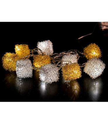 GUIRNALDA 10 LED CUADRADO PLATA-ORO 0,6W 24V IP20 5,35METROS