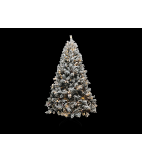 ARBOL DE NAVIDAD DECORACION PIÑAS BOLITAS ROJAS Y NIEVE 210 LEDS 2700K 230V IP44 alto 210cm ancho 126cm