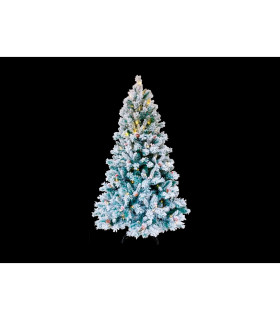 ARBOL DE NAVIDAD DECORACION PIÑAS BOLITAS ROJAS Y NIEVE 110 LEDS 3,6W 2700K 230V IP44 alto 150cm ancho 92cm