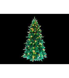 ARBOL DE NAVIDAD DECORACION PIÑAS Y BOLITAS ROJAS 250 LEDS 6W 2700K 230V IP44 alto 180cm ancho 116cm