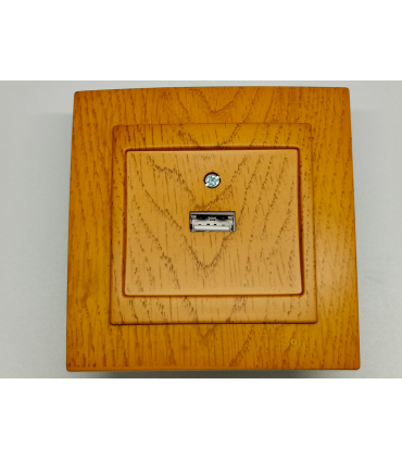 BASE USB DE EMPOTRAR 2.1A ROBLE