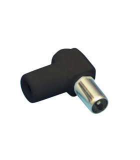 CONECTOR T.V. ACODADO MACHO NEGRO