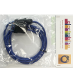 KIT CABLE TEXTIL AZUL 2 mts 2 X 0.75 MM. + CLAVIJA + INTERRUPTOR NEGROS