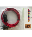 KIT CABLE TEXTIL ROJO 2 mts 2 X 0.75 MM. + CLAVIJA + INTERRUPTOR NEGROS