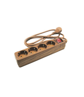 BASE IV T/T + CABLE 3 X 1,5 MADERA CON INTERRUPTOR