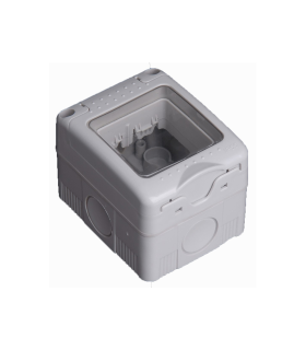 CAJA DE SUPERFICIE ESTANCA PARA 2 MODULOS CON TAPA DE PLASTICO IP55