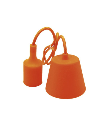 PORTALAMPARAS+CABLE FLORON 1M E27 SILICONA NARANJA