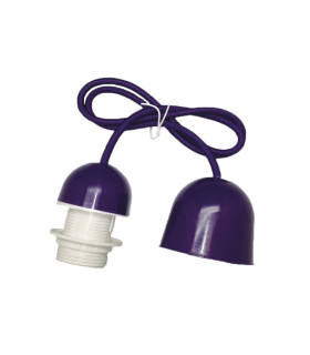CONJUNTO PORTALÁMPARAS CABLE FLORÓN CON ROSCA  E27 1M MORADO