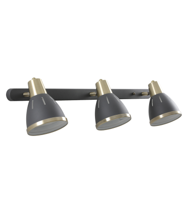 APLIQUE LED PARED 3XE27 NEGRO + DORADO