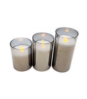 SET DE 3 VELAS PLATEADAS  CON BATERIAS ( NO INCLUIDAS)