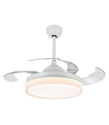 VENTILADOR DE TECHO ASPAS PLEGLABLES 65W AC  LED INTEGRADO 36W BLANCO CAMBIO DE TONO CON MEMORIA